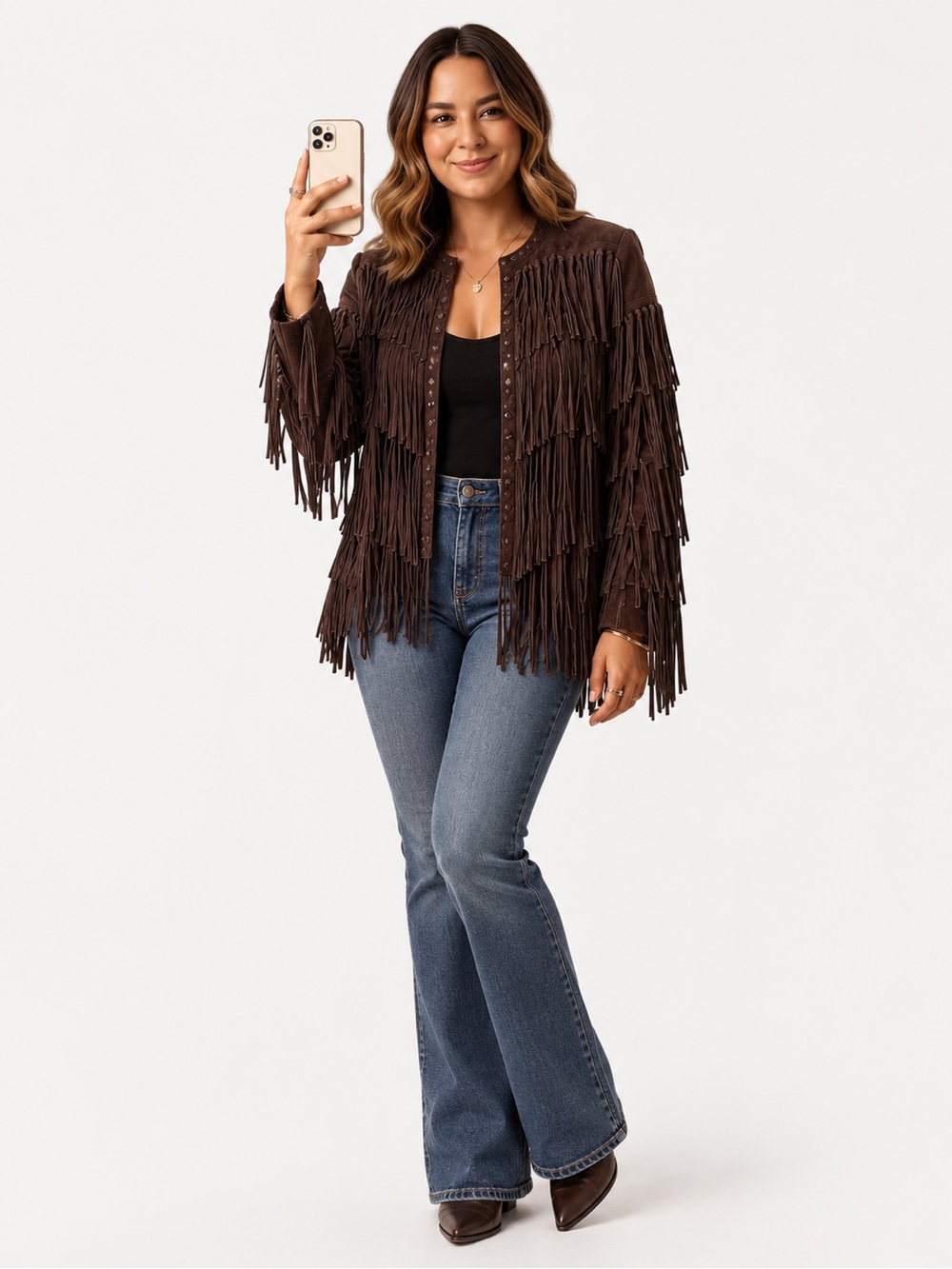 Women's Briwn Fringe Jacket - Classic Western Style